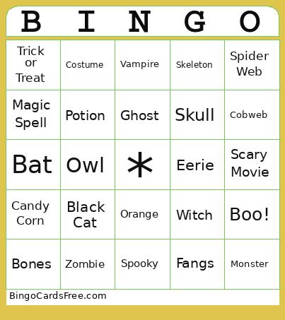 Halloween Bingo Card