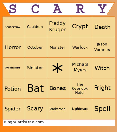 Halloween Bingo Card 2