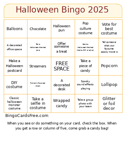 Halloween 2025 Bingo Card