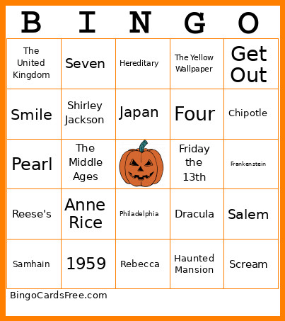 Halloween Bingo Card