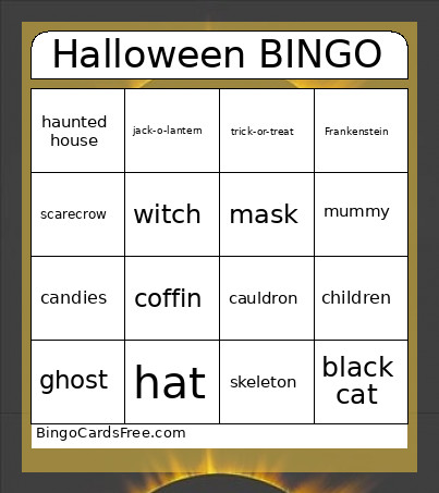 Halloween Bingo Card 2