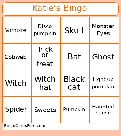 Halloween Bingo Card 3