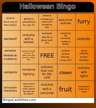 Halloween Bingo Card