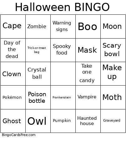 Halloween Bingo Card