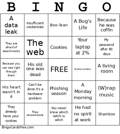 Halloween Bingo Card