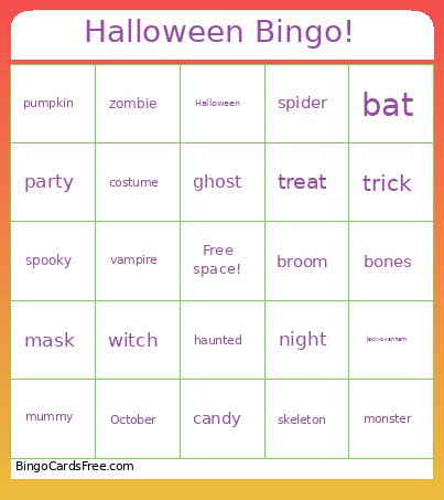 Halloween ! Bingo Card