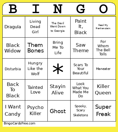 Halloween Bingo Card 2