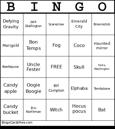 Halloween Bingo Card