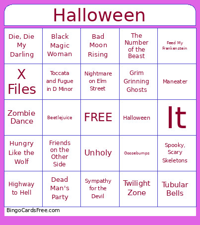 Halloween Bingo Card 2