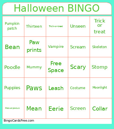 Halloween Bingo Card 2