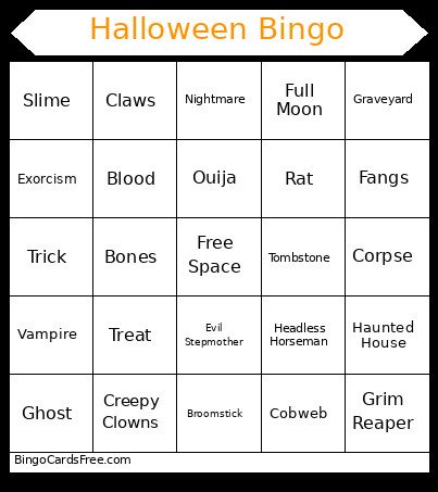 Halloween Bingo Card