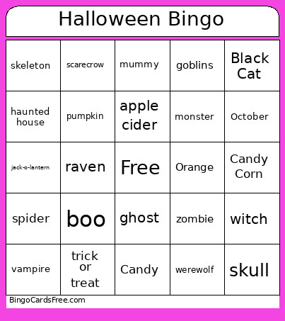 Halloween Bingo Card 2