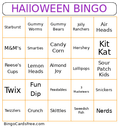 Halloween Bingo Card
