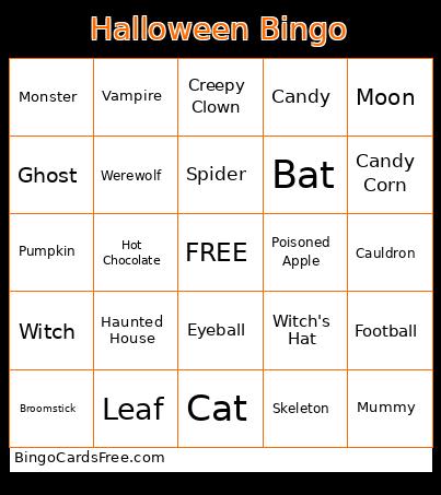 Halloween Bingo Card