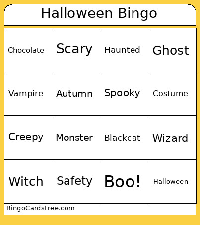 Halloween Bingo Card