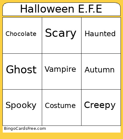 Halloween E.F.E Bingo Card
