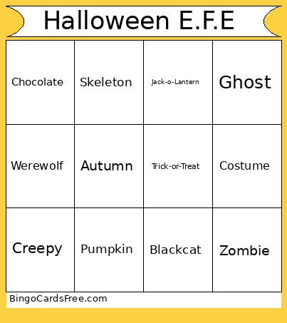 Halloween E.F.E Bingo Card