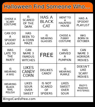 Halloween Find Someone Who... Bingo Card