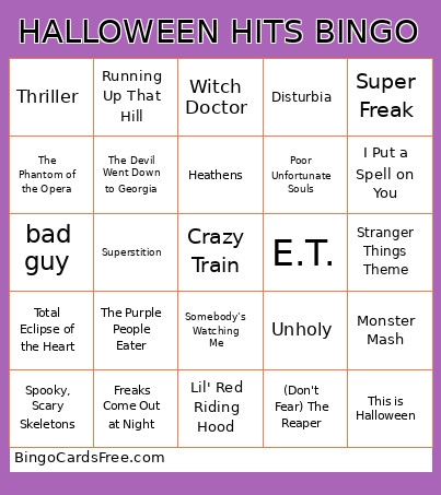 HALLOWEEN HITS Bingo Card