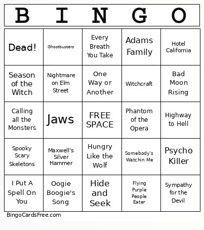 Halloween Mix Bingo Card