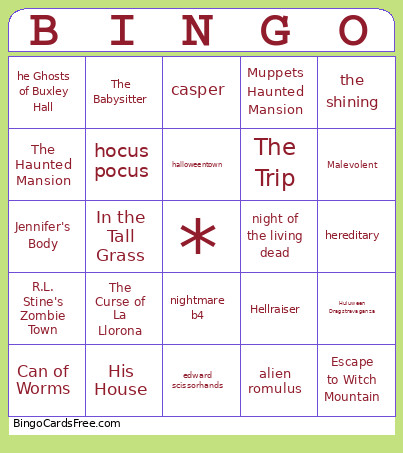 Halloween Movie 2026 Bingo Card