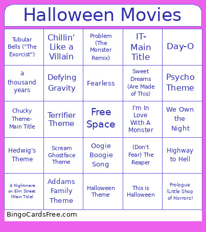 Halloween Movies Bingo Card