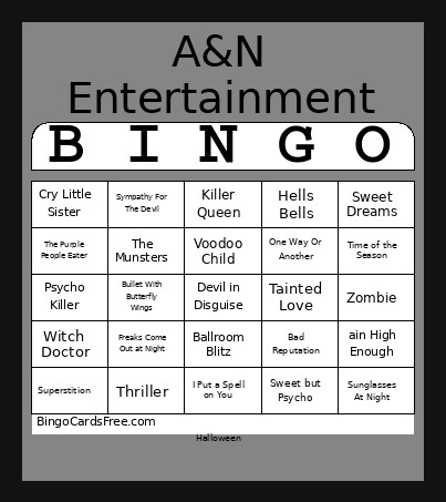 Halloween Music Bingo Card 2
