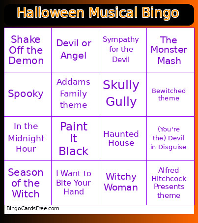 Halloween Musical Bingo Card