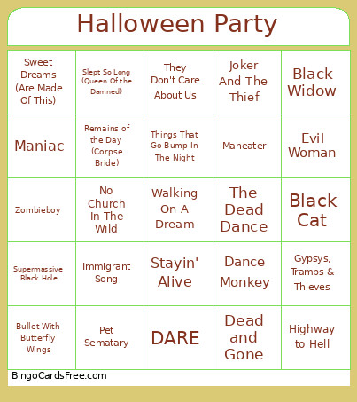Halloween Party Bingo Card