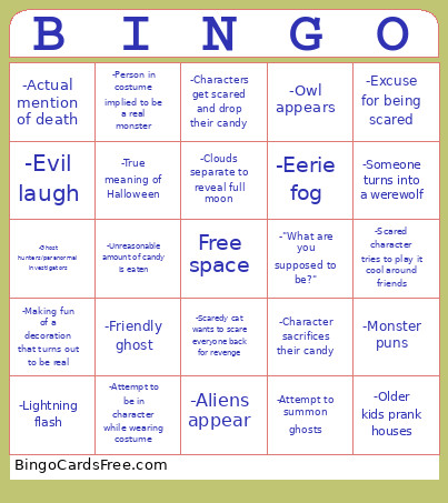 Halloween Special Tropes Bingo Card