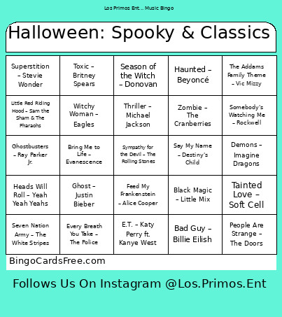 Halloween: Spooky & Classics Bingo Card