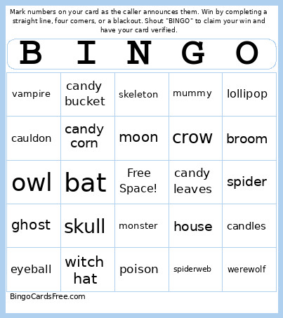 Haloween Bingo Card
