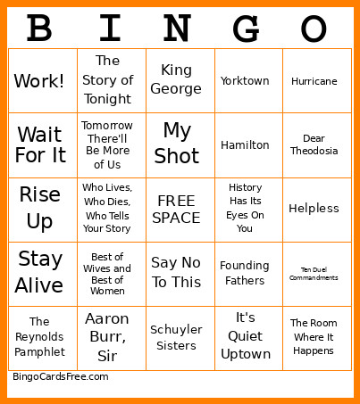 Hamilton Bingo Card