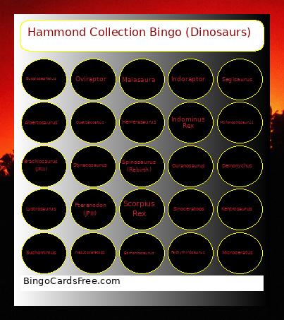 Hammond Collection Bingo (Dinosaurs)