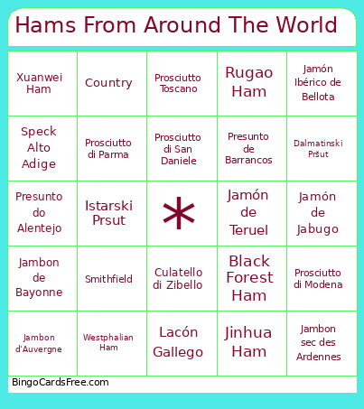 Hams From Around The World Bingo Card