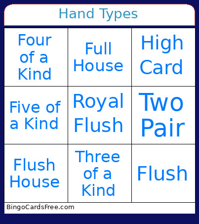 Hand Types Bingo Card