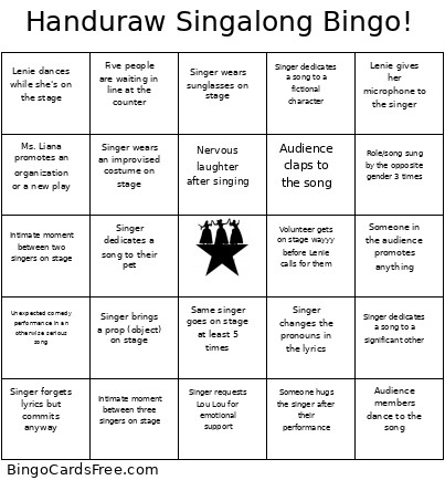 Handuraw Singalong ! Bingo Card