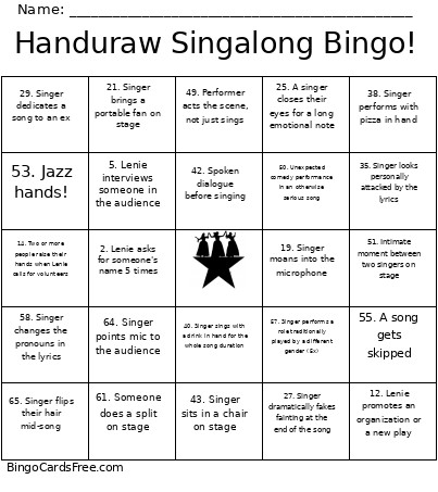 Handuraw Singalong ! Bingo Card