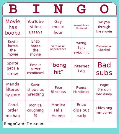 Hangs Bingo Card