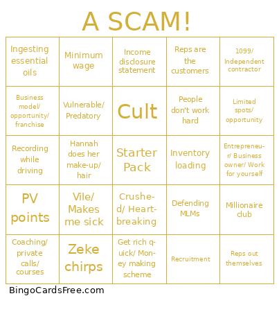 Hannah Alonzo Anti-MLM Bingo