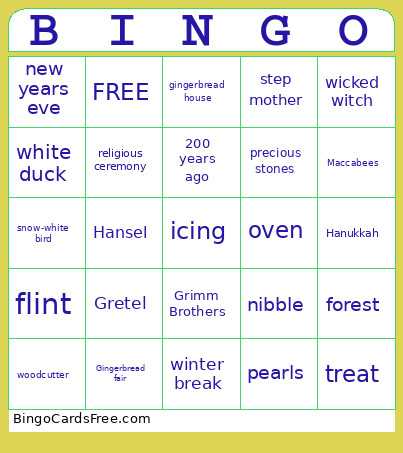 Hansel And Gretel Bingo Card