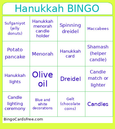 Hanukkah Bingo Card 2