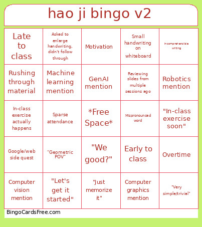 Hao Ji V3 Bingo Card