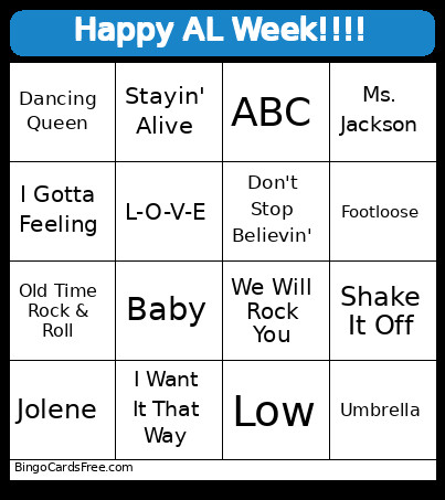 Happy AL Week!!!! Bingo Card