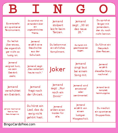 Happy Birthday Bingo Card