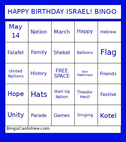 HAPPY BIRTHDAY ISRAEL! Bingo Card