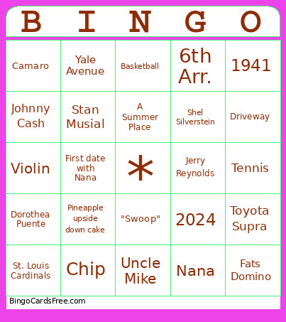 Happy Birthday, Papa! Bingo Card