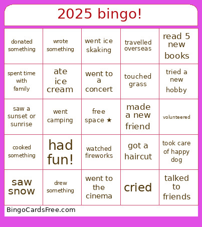 Happy Dog 2025 ! Bingo Card