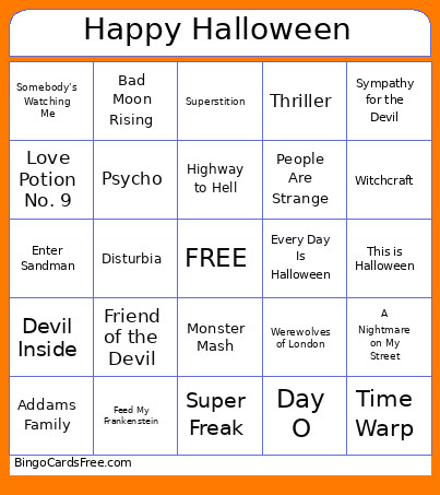 Happy Halloween Bingo Card