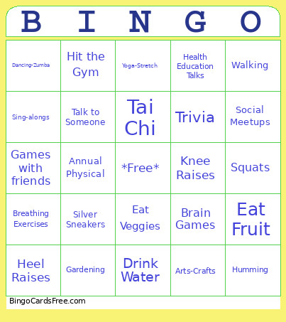 Happy & Healthy Bingo Card